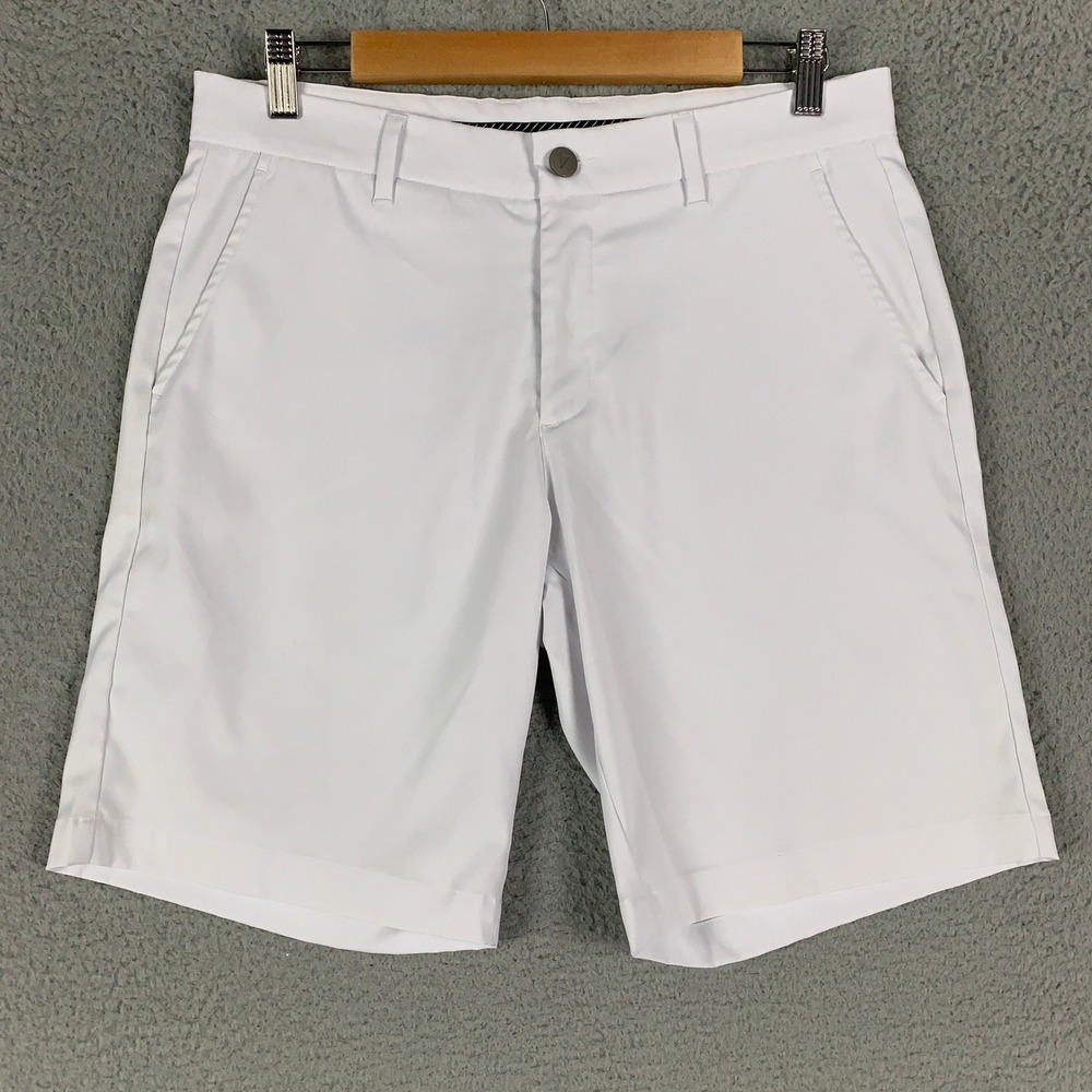 Primo Golf Shorts Mens 32 White Performance 9 Inch Inseam Classic Athletic Sport